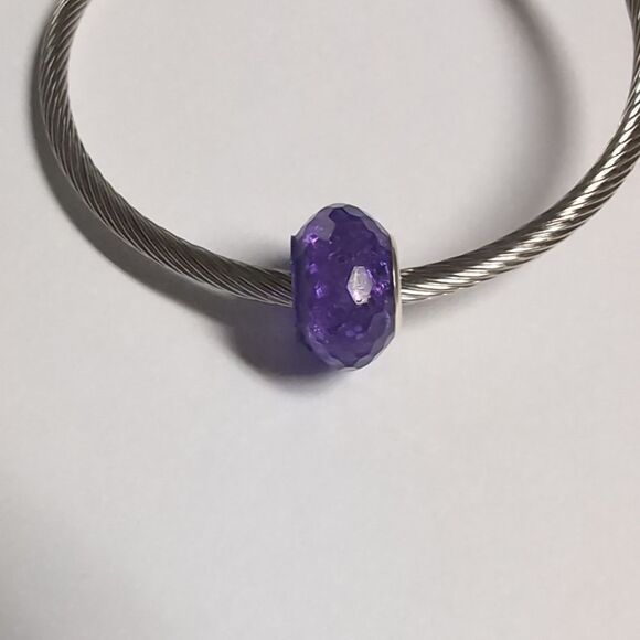 Purple Sparkly Charm for Pandora Style Bracelet - Picture 3 of 4